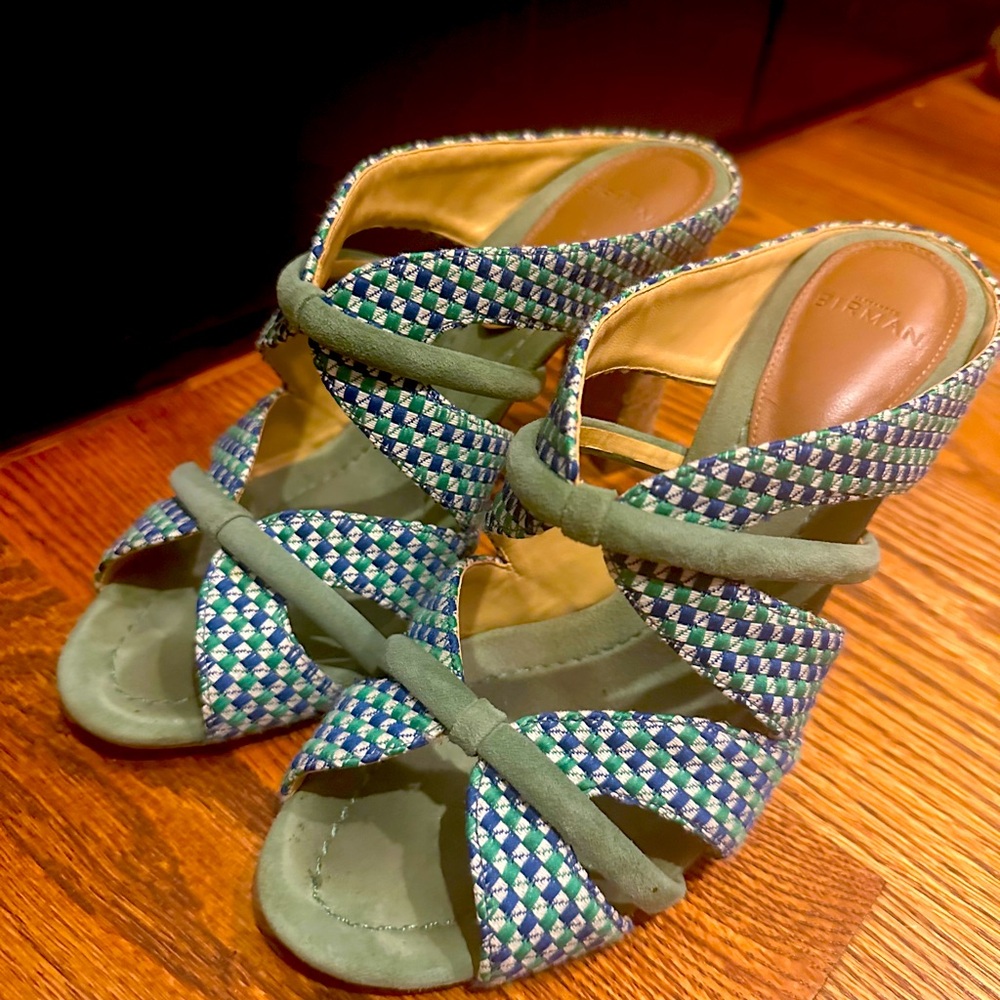 Alexandre Birman Quilted Green & Blue Heels 37